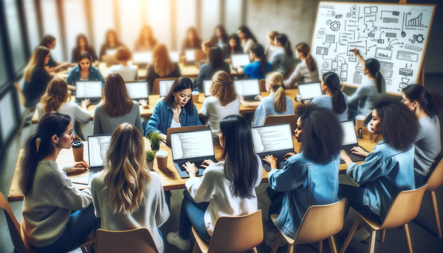 "Women in Technology", photo, view from behind